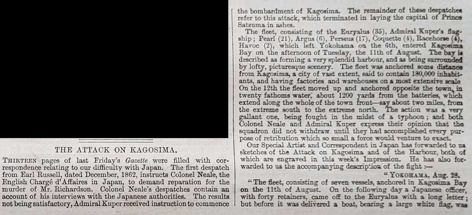 The bombardment of Kagosima text 1